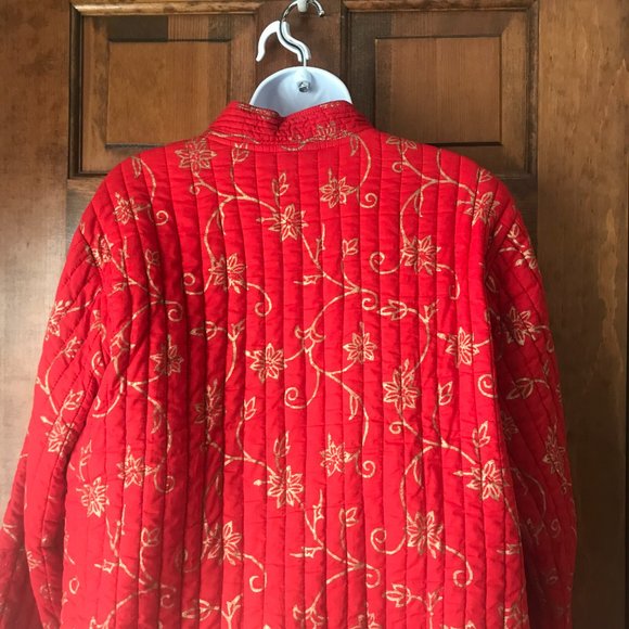 National Geographic by Pfeifer Studio Red w/Gold Swirls Quilted Jacket X-Large - Picture 9 of 13